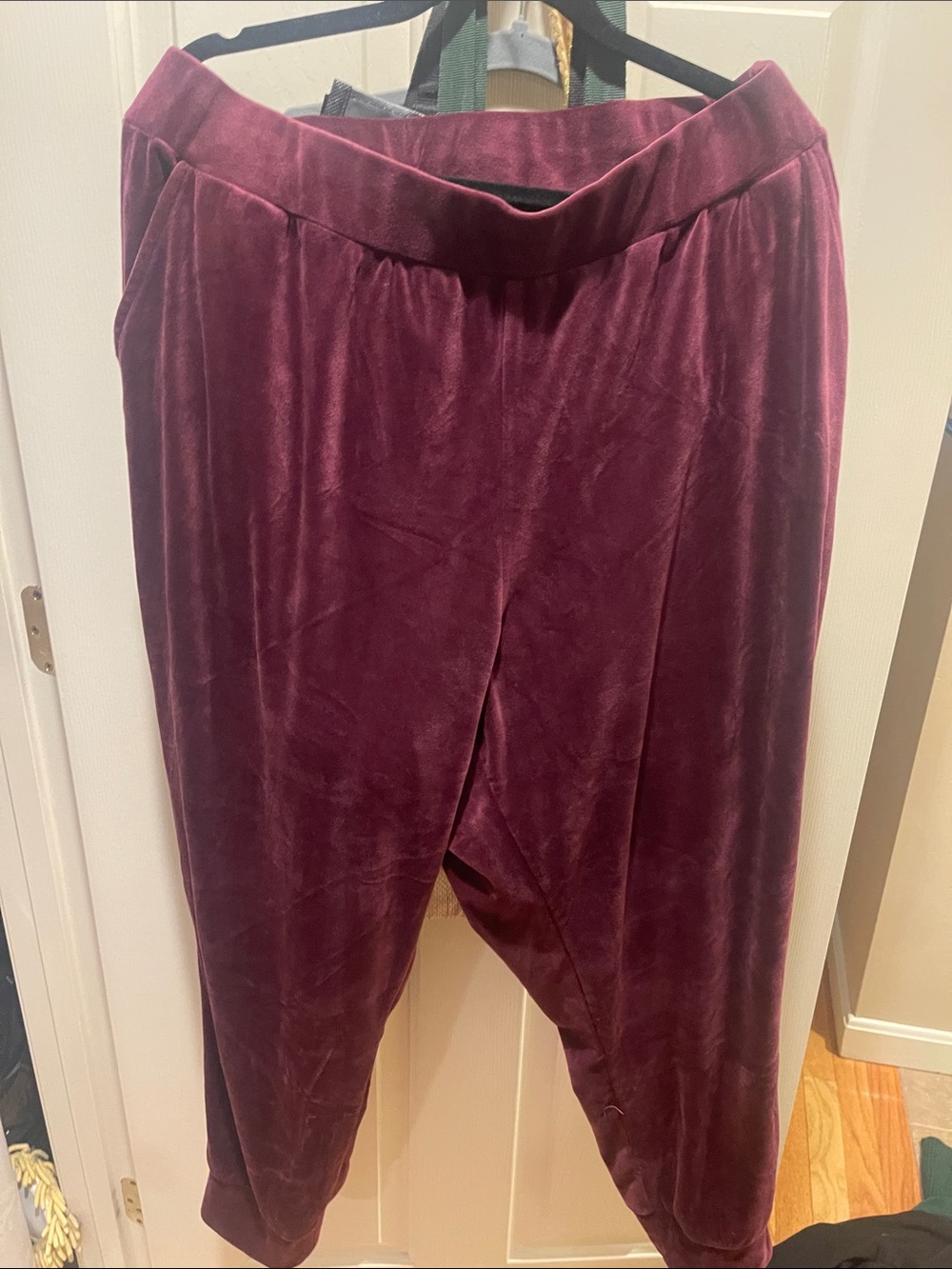 Velvet Relaxed Fit Joggers in Burgundy